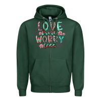 Sports Green love more worry less Zipper Hoodie - RacoonDesign