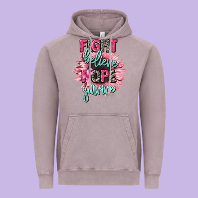 Fight Believe Hope Survive Cancer Awareness Vintage Hoodie Designed By Cowgirlartshop