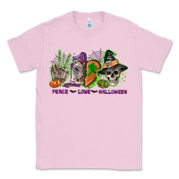 Bubblegum Pink Peace love Halloween Classic Tee - NancyCooperArtShop