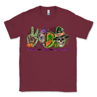 Burgundy Peace love Halloween Classic Tee - NancyCooperArtShop
