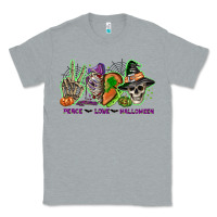Heather Grey Peace love Halloween Classic Tee - NancyCooperArtShop