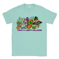 Seafoam Peace love Halloween Classic Tee - NancyCooperArtShop
