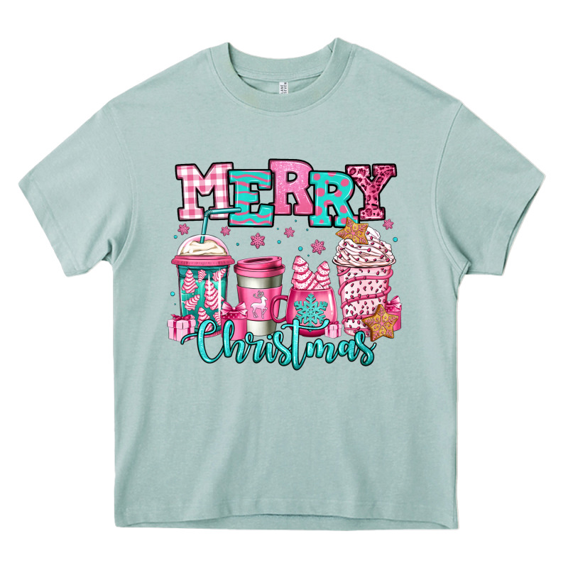 Merry Christmas Pink Coffee Cups Heavy Core Tee by Jasminsmagicworld | Teevron