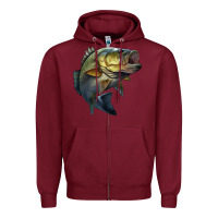 Burgundy jumping bass Zipper Hoodie - LillyAllenDesigns