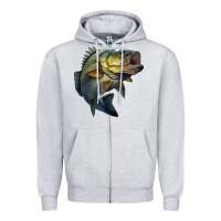 Heather Grey jumping bass Zipper Hoodie - LillyAllenDesigns