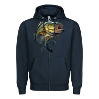 Navy jumping bass Zipper Hoodie - LillyAllenDesigns