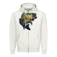 Oatmeal Heather jumping bass Zipper Hoodie - LillyAllenDesigns
