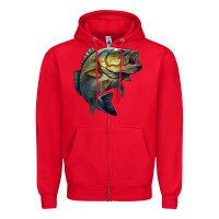 Red jumping bass Zipper Hoodie - LillyAllenDesigns