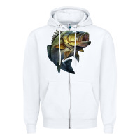 White jumping bass Zipper Hoodie - LillyAllenDesigns
