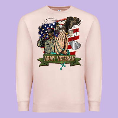 Army Veteran  Pray Premium Sweatshirt Designed By Barkaloodesign
