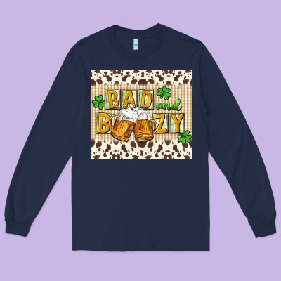 Bad And Boozy Long Sleeve Tee Designed By Cowgirlartshop