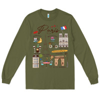 Army Green paris bonjour eiffel tower paris lover paris traveling vacay Long Sleeve Tee - trangStudio