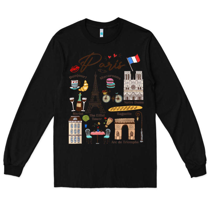 Paris Bonjour Eiffel Tower Paris Lover Paris Traveling Vacay Long Sleeve Tee by trangStudio | Teevron