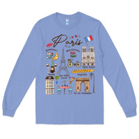 Colony Blue paris bonjour eiffel tower paris lover paris traveling vacay Long Sleeve Tee - trangStudio