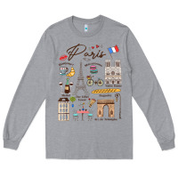 Heather Grey paris bonjour eiffel tower paris lover paris traveling vacay Long Sleeve Tee - trangStudio