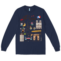 Navy paris bonjour eiffel tower paris lover paris traveling vacay Long Sleeve Tee - trangStudio