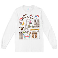 White paris bonjour eiffel tower paris lover paris traveling vacay Long Sleeve Tee - trangStudio