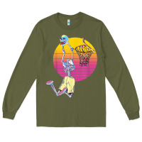 Army Green basketball player halloween pumpkin skeletons kids boys Long Sleeve Tee - trangStudio