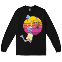 Black basketball player halloween pumpkin skeletons kids boys Long Sleeve Tee - trangStudio