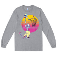 Heather Grey basketball player halloween pumpkin skeletons kids boys Long Sleeve Tee - trangStudio