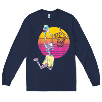 Navy basketball player halloween pumpkin skeletons kids boys Long Sleeve Tee - trangStudio