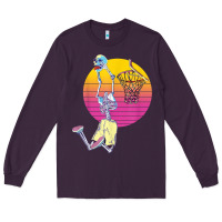 Plum basketball player halloween pumpkin skeletons kids boys Long Sleeve Tee - trangStudio