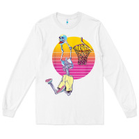 White basketball player halloween pumpkin skeletons kids boys Long Sleeve Tee - trangStudio