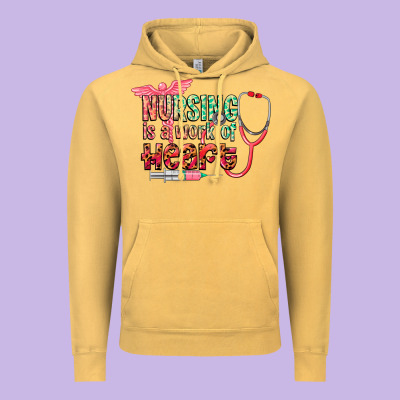 Nursing Is A Work Of Heart Vintage Hoodie Designed By Cowgirlartshop