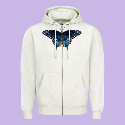 Black Swallowtail Butterfly Zipper Hoodie Designed By Lillyallendesigns