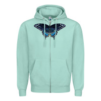 Seafoam Black Swallowtail Butterfly Zipper Hoodie - LillyAllenDesigns
