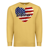 Antique Gold veteran heart american flag Premium Sweatshirt - BarkalooDesign