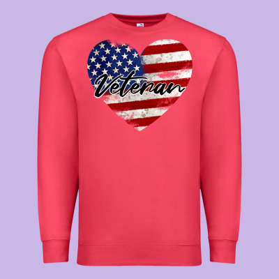Veteran Heart American Flag Premium Sweatshirt Designed By Barkaloodesign