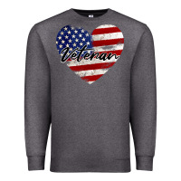 Charcoal Heather veteran heart american flag Premium Sweatshirt - BarkalooDesign