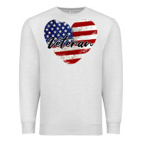 Oatmeal Heather veteran heart american flag Premium Sweatshirt - BarkalooDesign