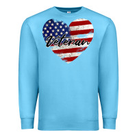 Ocean Blue veteran heart american flag Premium Sweatshirt - BarkalooDesign