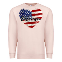 Pale Pink veteran heart american flag Premium Sweatshirt - BarkalooDesign
