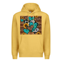Antique Gold turquoise sunflower hearts Premium Hoodie - Jasminsmagicworld