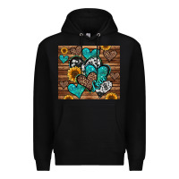 Black turquoise sunflower hearts Premium Hoodie - Jasminsmagicworld
