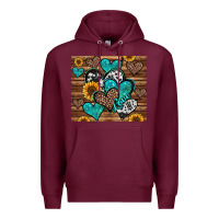 Burgundy turquoise sunflower hearts Premium Hoodie - Jasminsmagicworld