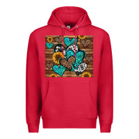 Cardinal turquoise sunflower hearts Premium Hoodie - Jasminsmagicworld