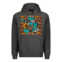 Charcoal Heather turquoise sunflower hearts Premium Hoodie - Jasminsmagicworld