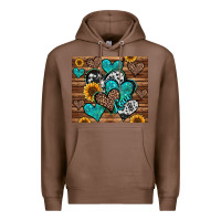 Chestnut turquoise sunflower hearts Premium Hoodie - Jasminsmagicworld
