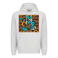 Dove Grey turquoise sunflower hearts Premium Hoodie - Jasminsmagicworld