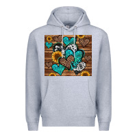 Heather Grey turquoise sunflower hearts Premium Hoodie - Jasminsmagicworld