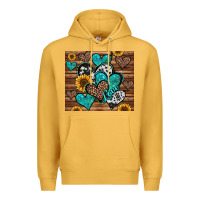 Mustard turquoise sunflower hearts Premium Hoodie - Jasminsmagicworld