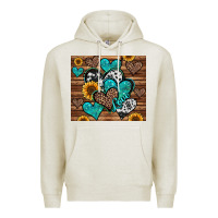 Oatmeal Heather turquoise sunflower hearts Premium Hoodie - Jasminsmagicworld