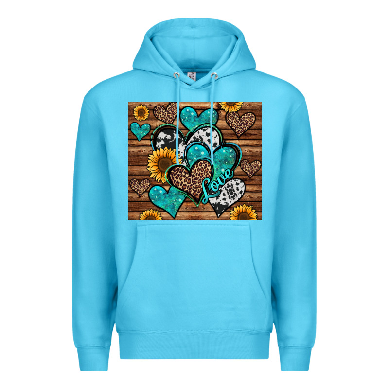 Turquoise Sunflower Hearts Premium Hoodie by Jasminsmagicworld | Teevron
