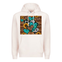 Pale Pink turquoise sunflower hearts Premium Hoodie - Jasminsmagicworld