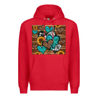 Red turquoise sunflower hearts Premium Hoodie - Jasminsmagicworld
