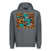 Rock turquoise sunflower hearts Premium Hoodie - Jasminsmagicworld